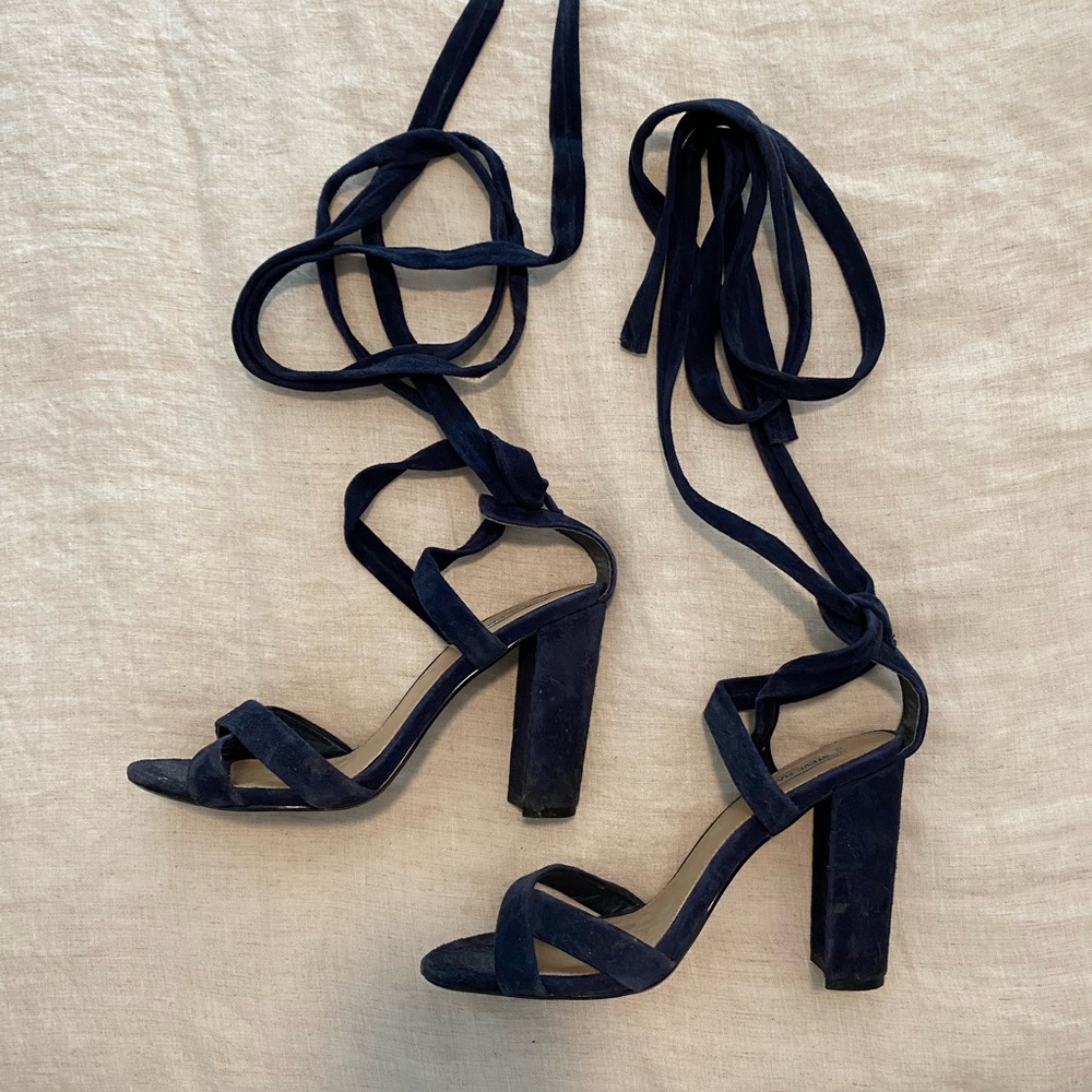 Steve Madden navy suede lace up heals